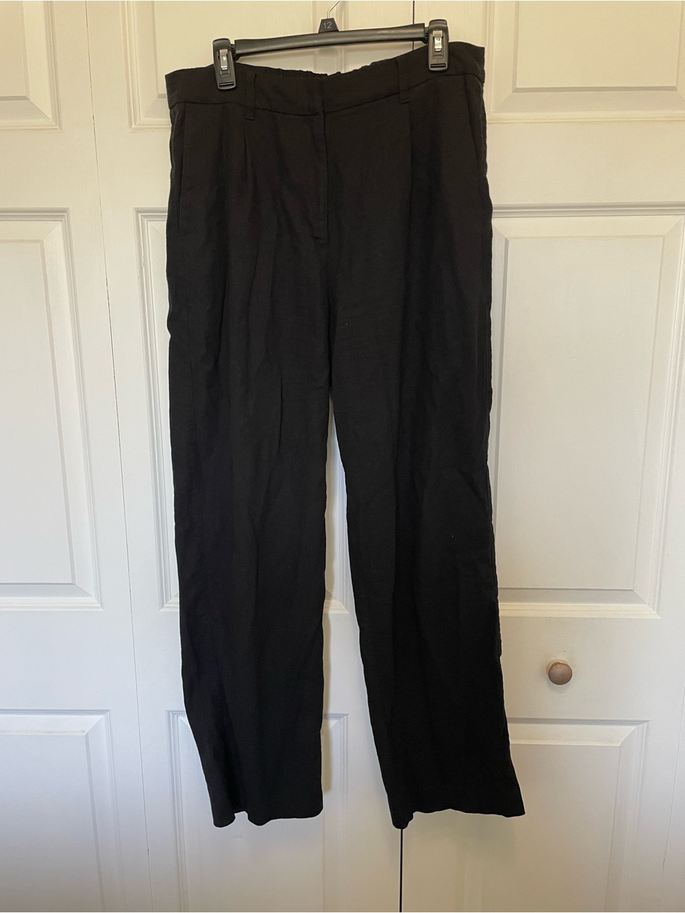 Old Navy Black Linen Blend Straight-Leg Trousers